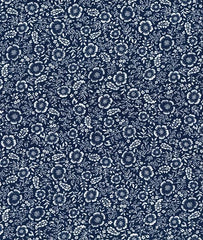 Cotton Poplin Navy Small Floral Printed Premium Cotton Fabric 100% Cotton. Ideal for making fabric, sewing fabric, patchwork and dressmaking (CP0807 Navy)