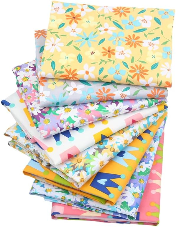 Lot de 8 Fat Quarters en coton imprimé floral multicolore CraftsFabrics, 40 x 50 cm