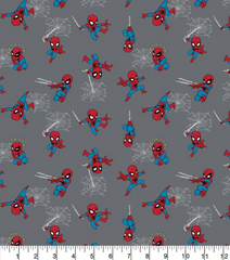 Camelot Marvel Mini Spiderman Grey Cotton Print Fabric 112cm Wide Fabric 100% Cotton Fabric Ideal for Crafts, Quilting, Children's Dressmaking