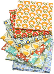 CraftsFabrics 7-teiliges Wildflower Wonders-Stoff im Retro-Stil der 70er, Vintage-Stil, 100 % Baumwolle, 50 x 40 cm breit, Fat Quarter für Quilten, Scrapbooking, Patchwork