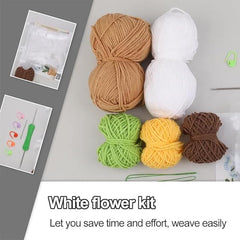 CraftsFabrics Crochet Kit for Beginners Adults Potted Flower DIY Crochet Set Crochet Starter Kit