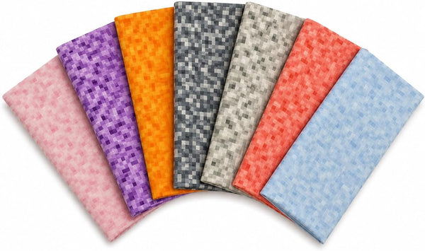 CraftsFabrics Pixels 100% Cotton 7Pcs Fat Quarters Bundle