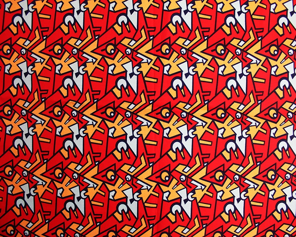 Abstract Jigsaw Cotton Poplin Digital Fabric 45" Wide - Red