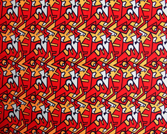 Abstract Jigsaw Cotton Poplin Digital Fabric 45" Wide - Red