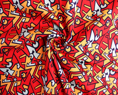 Abstract Jigsaw Cotton Poplin Digital Fabric 45" Wide - Red