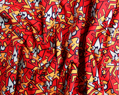 Abstract Jigsaw Cotton Poplin Digital Fabric 45" Wide - Red