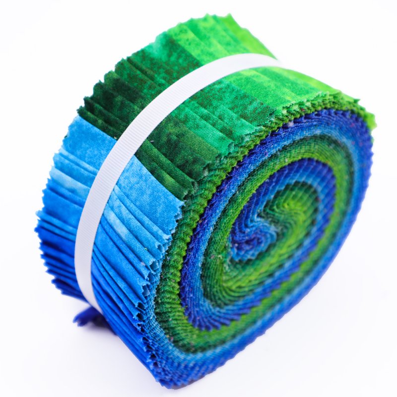 CraftsFabrics 2.5'' x 44'' 20pcs Floral Jelly Rolls Fabric Strips 100%  Cotton - Blue Garden
