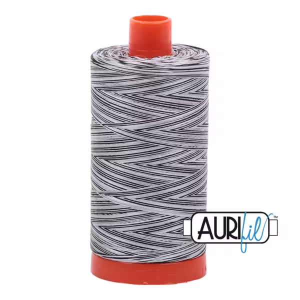 Aurifil Mako Cotton Embroidery Thread 50wt 1422yds Variegated - #4652 Gray/White