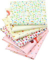CraftsFabrics 6pcs/Lot 40x50cm Cartoon Animals Fat Quarters Twill Printed 100% Cotton Precut Fabric For Quilting, Scrapbooking, Patchwork