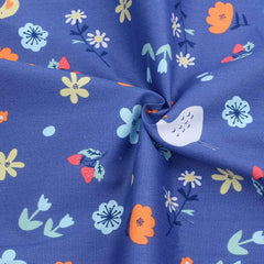 CraftsFabrics 7pcs Blue Floral Cotton Fat Quarters Bundle