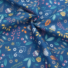 CraftsFabrics 7pcs Blue Floral Cotton Fat Quarters Bundle