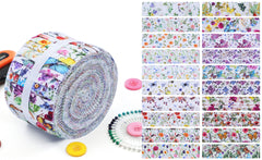 CraftsFabrics 2,5'' x 44'' 20 bandes de Jelly Rolls prédécoupées de la série Floral 100 % coton Idéal pour le quilting, le scrapbooking, la couture et le patchwork