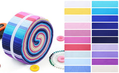 CraftsFabrics Buttercream 100% Cotton 40Pcs/Roll Pre-Cut Jelly Rolls Strips 2.5"x 44" Wide Ideal for Quilting, Scrapbooking, Sewing, Patchwork