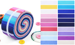 Rouleau de 40 rouleaux de Jelly Rolls prédécoupés 100 % coton CraftsFabrics, 6,35 x 111,8 cm de large, idéal pour le quilting, le scrapbooking, la couture et le patchwork.