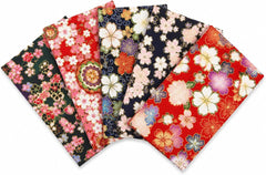 CraftsFabrics Baumwollstoffbündel, Quadrate, bunt, im japanischen Stil, 50 x 50 cm, Baumwoll-Wickeltuch, Quilten, Nähen, Patchwork-Stoff, 5 Stück 