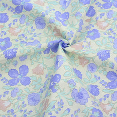 CraftsFabrics 7pcs Blue Floral Cotton Fat Quarters Bundle