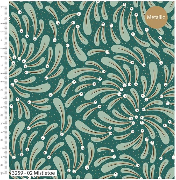 Deluxe Metallic Baubles–Premium Cotton Christmas Printed Fabric-100% Cotton - By Meter, Half Meter, Long Quarter or Fat Quarters