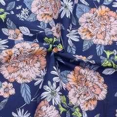 CraftsFabrics 7pcs Blue Floral Cotton Fat Quarters Bundle