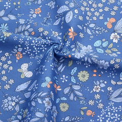 CraftsFabrics 7pcs Blue Floral Cotton Fat Quarters Bundle