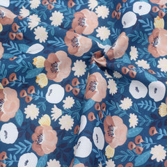 CraftsFabrics 7pcs Blue Floral Cotton Fat Quarters Bundle