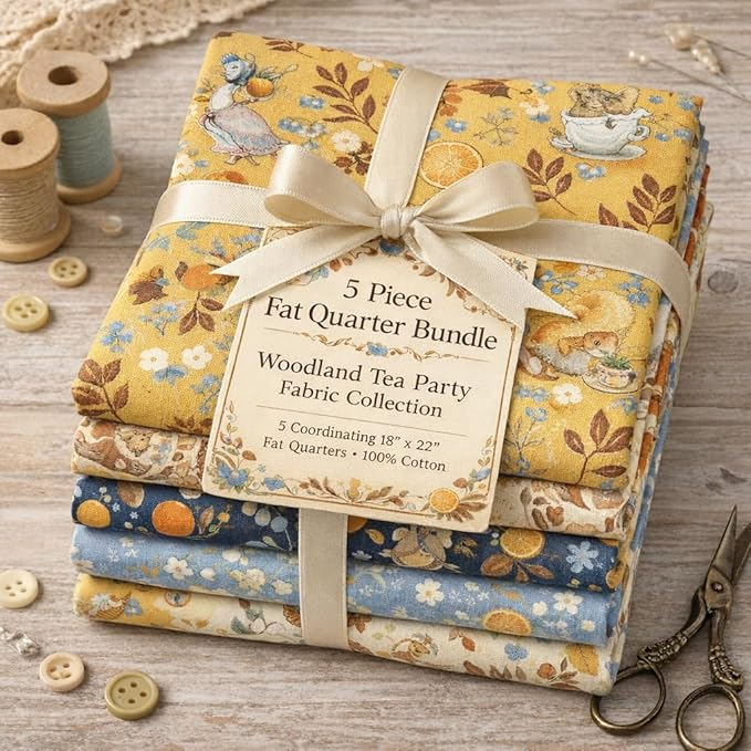 CraftsFabrics Winter Fruits Fat Quarter Bundle – 5 Piece Pre-Cut Fabric Pack 100% Cotton Craft Fabric for Sewing, Quilting & Patchwork