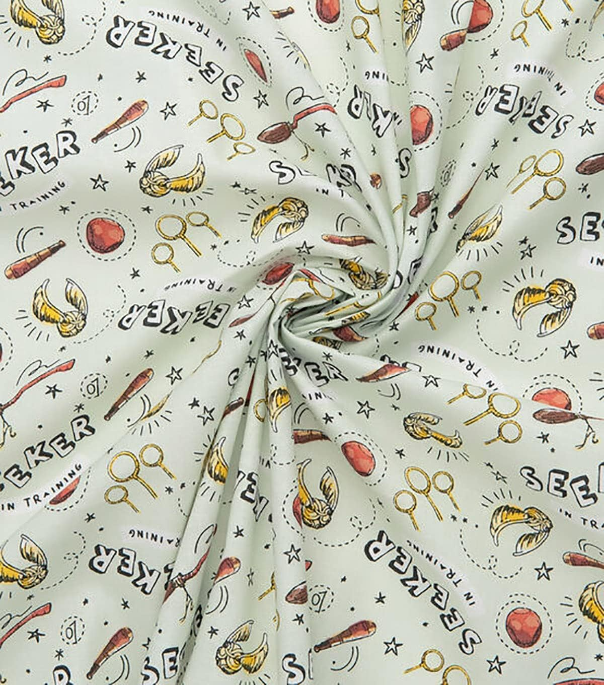 Harry Potter Seeker in Training Sage / Coral colours Cotton Fabric