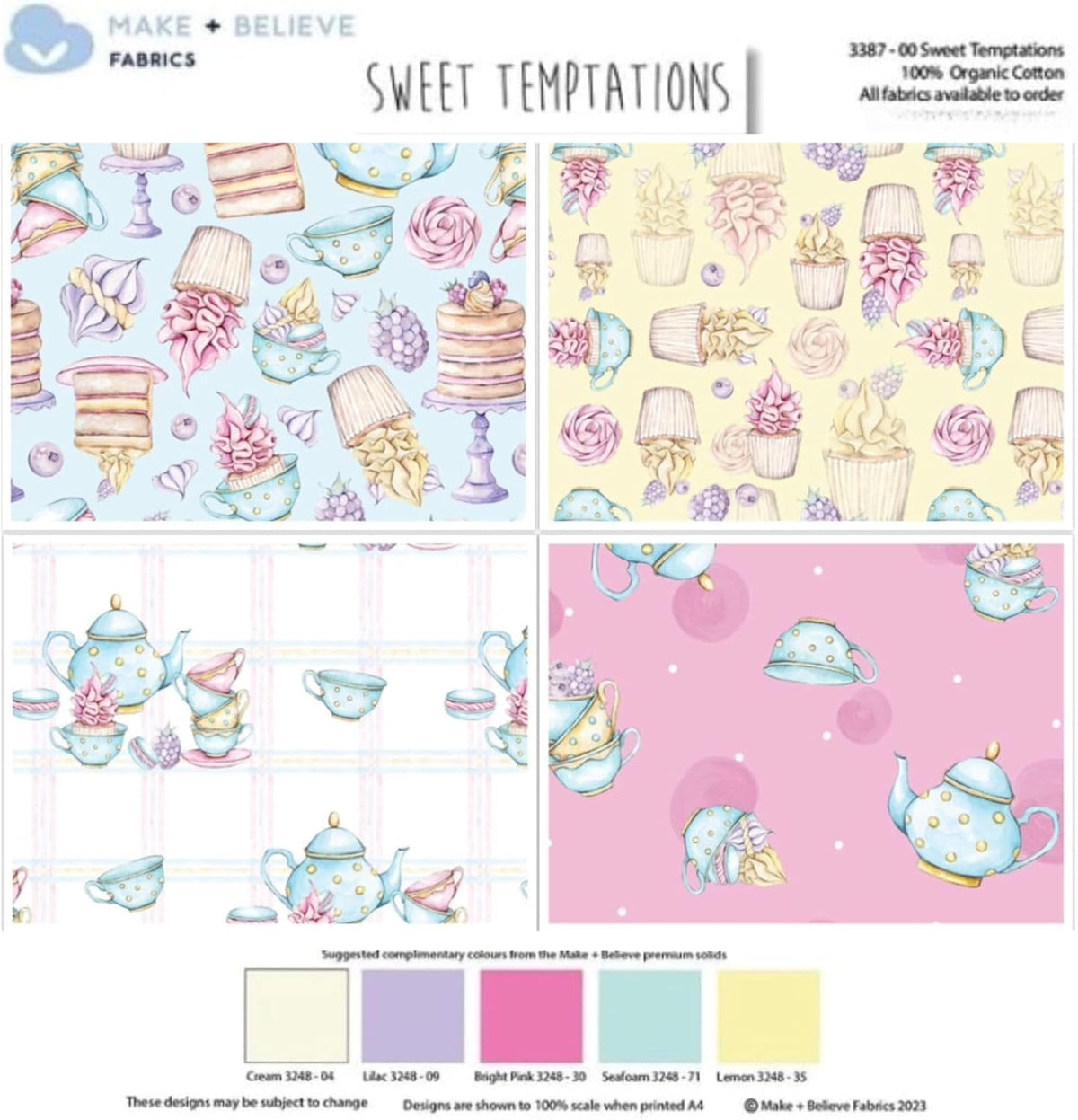 Make + Believe 100% Cotton Sweet Temptations Mari Caliart Fat Quarter Bundle 45x55cm Wide Ideal for Quilting, Sewing, Patchwork, Bunting