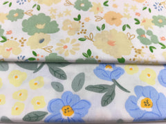 CraftsFabrics Fat Quarters-Bündel mit blauem Blumenmuster, 100 % Baumwoll-Twill, bedruckt, vorgeschnittene Bastelstoffquadrate zum Quilten, für Kunst, Handwerk und DIY-Projekte, 8 Stück/Los