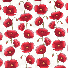 Tissu numérique 100 % coton Little Johnny - Coquelicots rouges