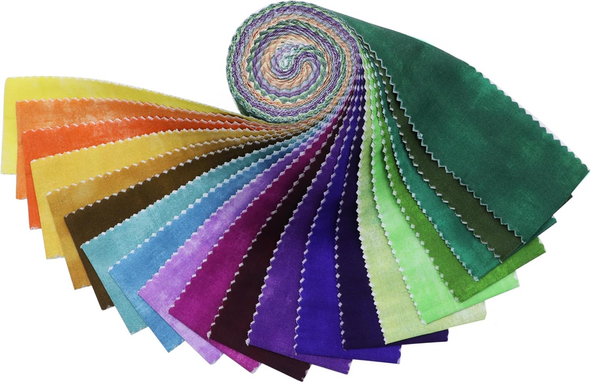 CraftsFabrics 2.5'' x 44'' Plain Solid Colors 20Pcs Jelly Roll 100% Cotton Pre-Cut Fabric for Quilting, Sewing, Arts & Crafts, Patchwork