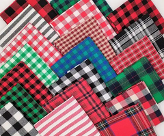 CraftsFabrics 20pcs/lot 20cm x 20cm Christmas Fabric Squares Plaid Craft Fabric Bundle Gingham Precut Sewing Patchwork for Christmas Holiday