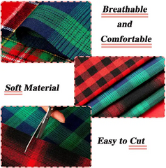 CraftsFabrics 20pcs/lot 20cm x 20cm Christmas Fabric Squares Plaid Craft Fabric Bundle Gingham Precut Sewing Patchwork for Christmas Holiday