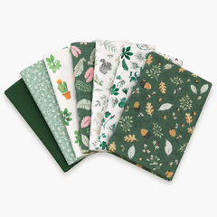 CraftsFabrics 7pcs/lot Green Series Woodland Forest Cotton Fabric Squares