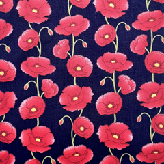 Tissu numérique 100 % coton Little Johnny - Coquelicots rouges