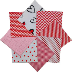 CraftsFabrics 8 Stück/Los 40 cm x 50 cm Rot Weiß Liebe Herzen Gestreift Gingham Valentinstag Fat Quarters Bundle