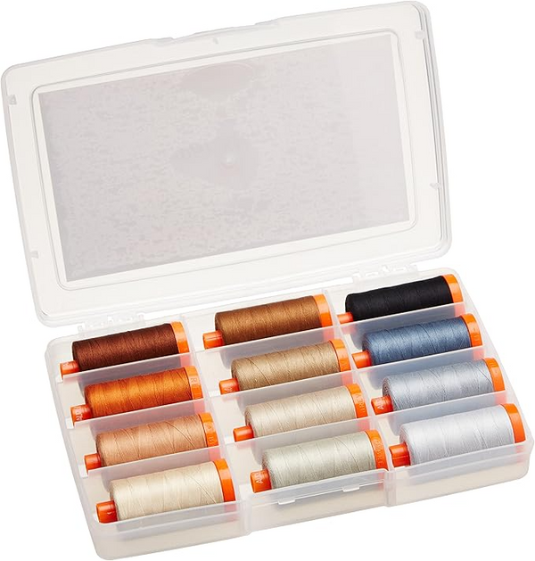 Aurifil Designer Thread Collection-The Perfect Box Of Neutrals By Pat Sloan 12 Spools of 100% Cotton Mako 50wt Thread, 1422 Yards