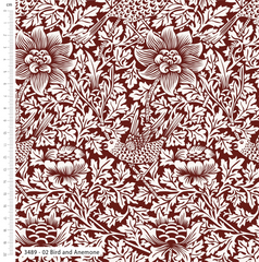 William Morris Designs Bird and Anemone 100% Viscose 150cm Wide Viscose Fabric For Crafting, Sewing, Dressmaking, Home Décor