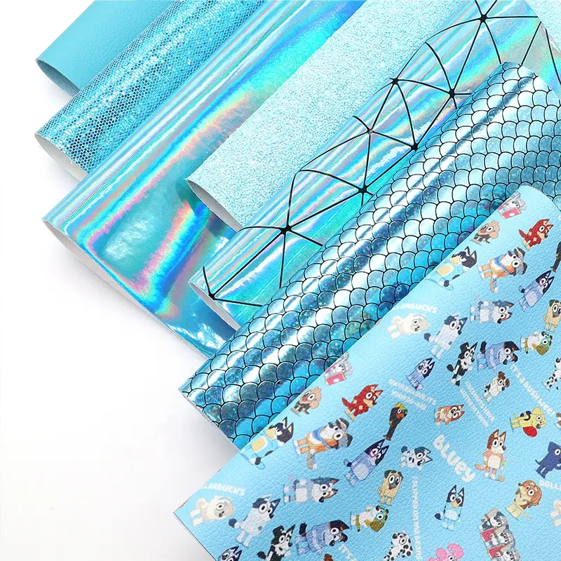 CraftsFabrics 7-teiliges Set, A4 (21 x 30 cm), bedrucktes Kunstleder-Blattbündel mit Litschi-Kieselsteinen, ideal für selbstgemachte Schleifen, Ohrringe, Schuhe, Taschen, Bastelarbeiten
