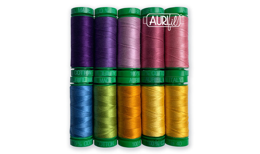 Aurifil Designer Thread Collection-Bliss by Barbara Persing 100% Cotton Thread 10 Small Spools 40wt (192yds/spool) for Crafting, Sewing