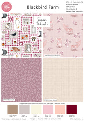 Blackbird Farm by Susan Wheeler 100% Cotton 4Pcs Fat Quarters Fabric Bundle