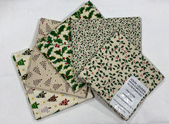 John Louden- Christmas Fat Quarters Bundle of 5 Fabrics (45cm x 55cm). 100% Cotton. Ideal for Crafts, Patchwork, and Dressmaking