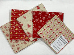 John Louden- Christmas Fat Quarters Bundle of 5 Fabrics (45cm x 55cm). 100% Cotton. Ideal for Crafts, Patchwork, and Dressmaking