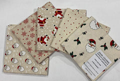 John Louden- Christmas Fat Quarters Bundle of 5 Fabrics (45cm x 55cm). 100% Cotton. Ideal for Crafts, Patchwork, and Dressmaking