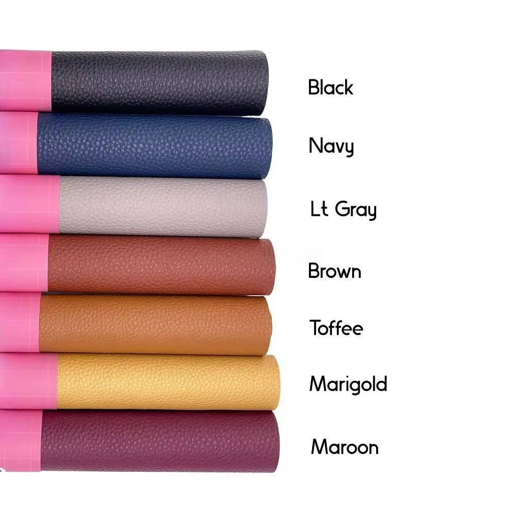 CraftsFabrics Faux Leather Sheets Pack – Litchi Grain PU Fabric