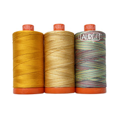 Aurifil Thread 3 Large Spools Cotton 50WT Perfect for Crafting, Quilting, and Embroidery (Golden Shrimp Plant)