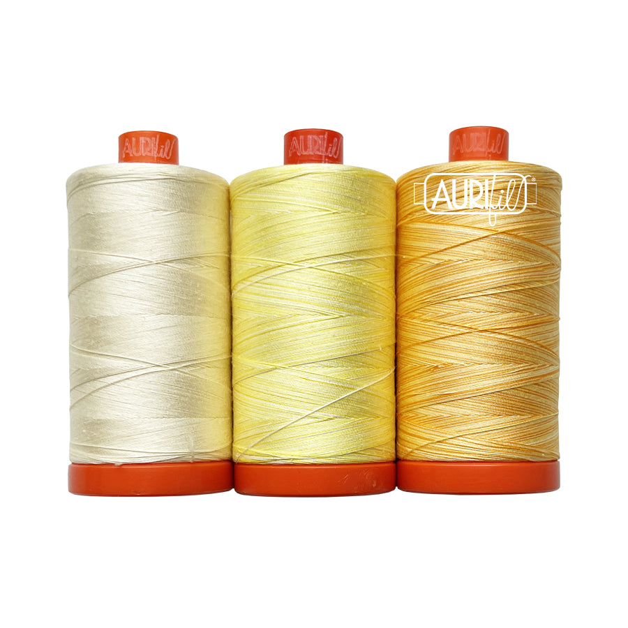 Aurifil Thread 3 Large Spools Cotton 50WT Perfect for Crafting, Quilting, and Embroidery (Golden Trumpet)