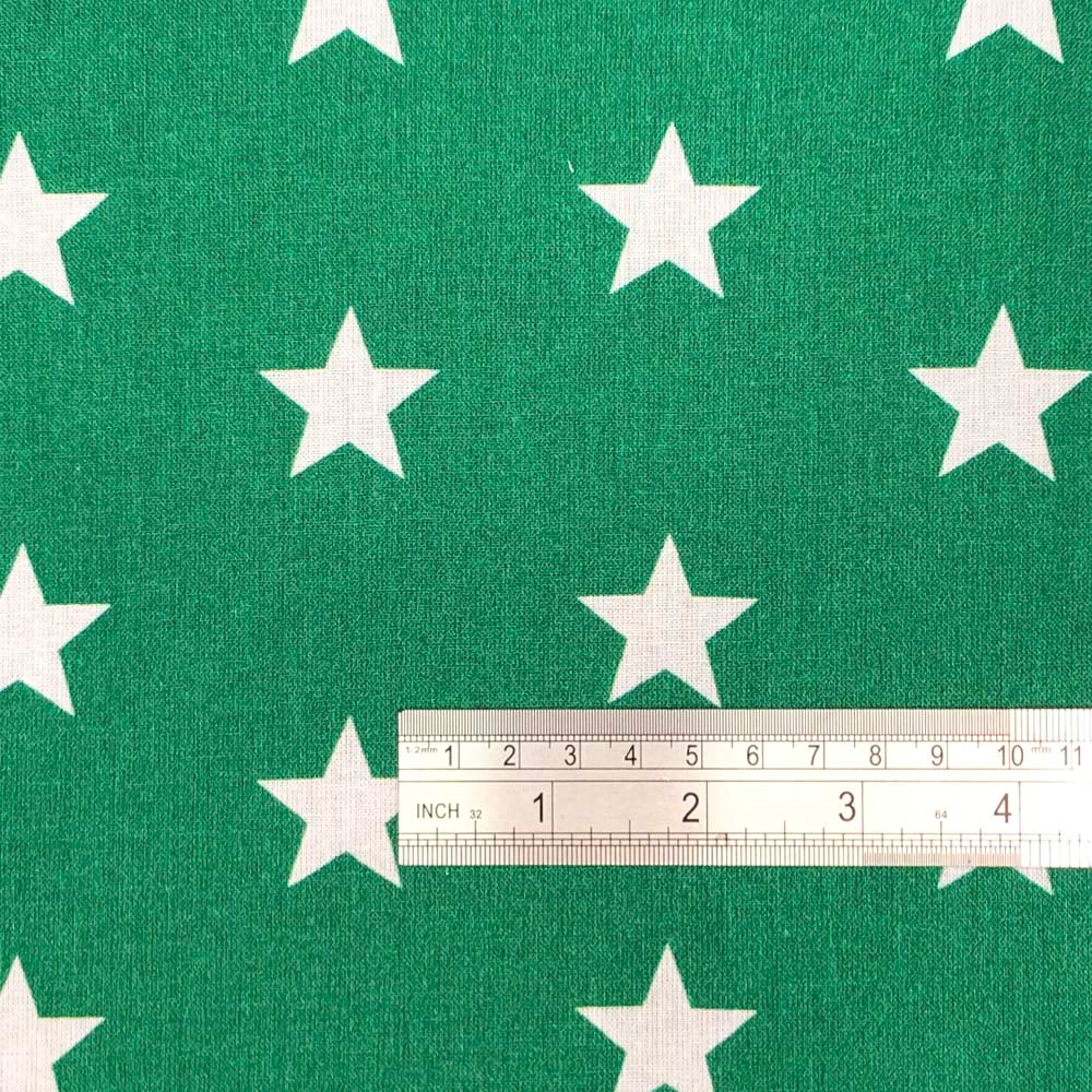 Crafty By Chatham Glyn Large Star Emerald Print 100% Cotton 140cm Wide Crafty Cottons Fabric For Crafting, Sewing, Dressmaking, Home Décor