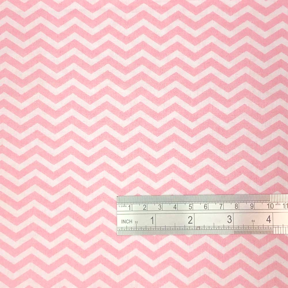 Crafty By Chatham Glyn Chevron Candy Pink 100% Cotton 140cm Wide Crafty Cottons Fabric For Crafting, Sewing, Dressmaking, Home Décor