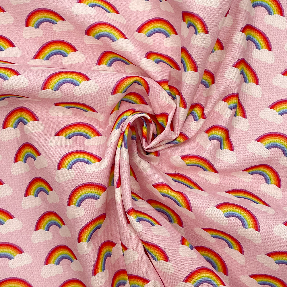 Crafty By Chatham Glyn Rainbow Clouds Print 100% Cotton 140cm Wide Crafty Cottons Fabric For Crafting, Sewing, Dressmaking, Home Décor