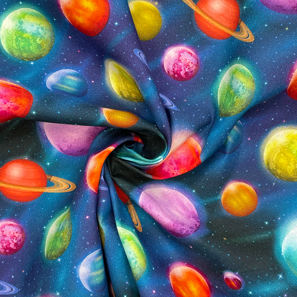 Crafty by Chatham Glyn 100% Cotton Space 1 Digitally Printed Crafty Cottons Fabric 140cm Wide for Crafting, Sewing, Dressmaking & Home Decor